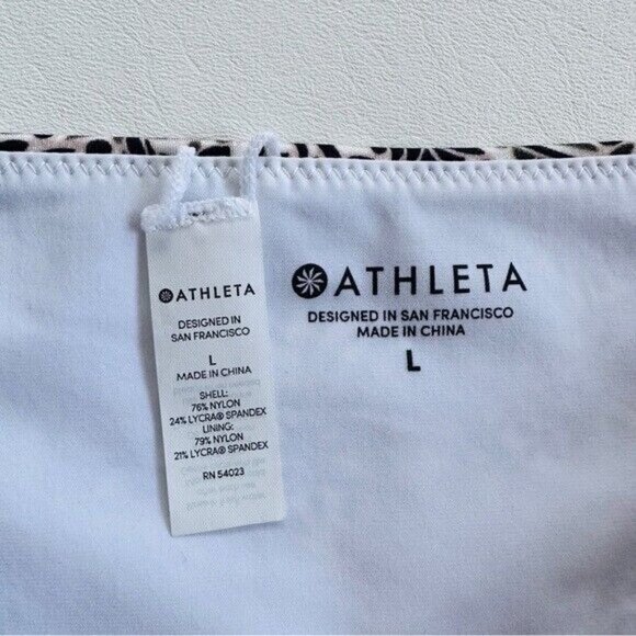 NWOT Athleta Aqualuxe Batik High Rise Swim Bottom L Shirred Hip Medium Coverage - Picture 4 of 7